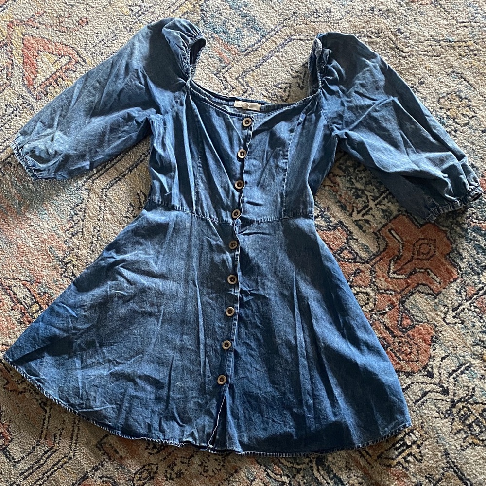 Blue Denim Button-Up Dress